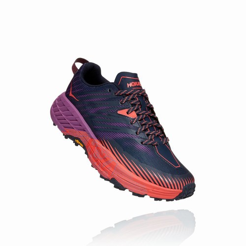 Hoka One One SPEEDGOAT 4 Trail Running Shoes For Women India Navy/Purple/Red IN-9075